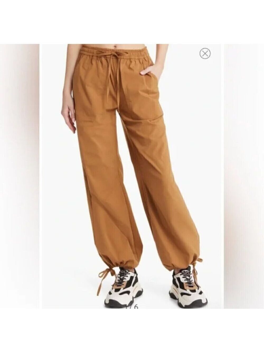 Open Edit Khaki/Tan Tie Hem Joggers Size XXS